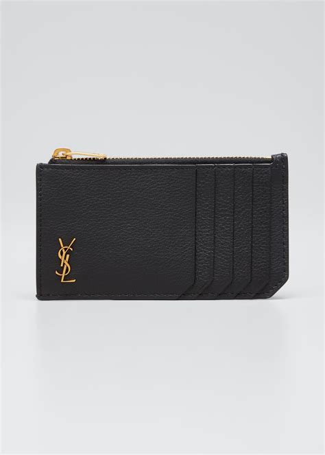 monogram zipped card case ysl